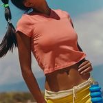 Free People NWT Hot Shot Baby Tee in Strawberry Photo 2