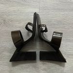 Gucci Vintage 90s Double Strap Brown Leather Block Heel Mule Sandals Photo 3