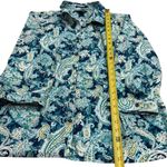 Lands' End  No Iron Supima Blue and Green Paisley Print Comfort Button up Size 16 Photo 10