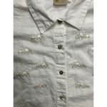 Tuli Spirit of Africa White Embroidered Elephant Long Sleeve Button Up Women XL Photo 1