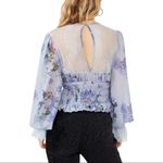 Free People Daphne Floral Lace Baby Blue Purple Romantic Blouse Top XS Photo 5