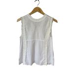 ZARA  White Eyelet Cotton Blouse with Beaded Hem Size S Photo 3