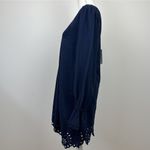 Hill House  The Mila Dress Linen Navy Blue Eyelet Mini One Shoulder Small NWT Photo 7