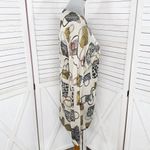 XXist‎ Shimmer Purses Print Button Up Cardigan Sweater Gold Tan Multi Large Photo 3