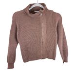 Staccato Brown Cotton Blend Chunky Knit Off Center Full Zip Cardigan Sweater L Photo 1