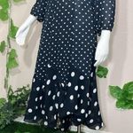 Susan Tudor Vintage Black Polkadot 1980’s Peasant Dress Size M Photo 12