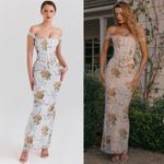 House Of CB  Isis Soft Blue Vintage Print Corset Maxi Size XS NWOT Photo 3