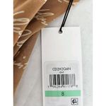 Calvin Klein Tie Neck Dress Women's Size 8 Brown Signature Logo Chiffon Fabric Photo 11