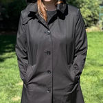 Lauren By Ralph Lauren Waterproof Raincoat Removable Hood Black Womens Large Photo 0