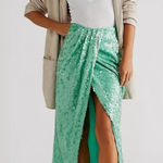 Free People Poets Sequin Sarong Skirt in Mermaid Green - Size 6 Photo 0