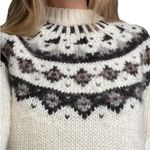 Loft Ann Taylor Jeweled Wool Alpaca Winter Sweater Size Medium Cream Brown Grey Photo 0