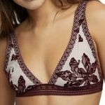 Free People Intimately Alia Bralette Bra X-Small Bordeaux Floral Lace Lingerie Photo 0
