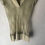 Studio Y  Y2k Sage Green Lace Top Sheer V Neck Short Sleeve Tunic Blouse‎ Fairy Photo 2