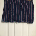 American Eagle Blue/Red Striped Super Stretch Hi Rise Mini Denim Skirt size 14 Photo 4