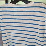 Michael Stars 💕💕 Blue Striped V-neck Tee 100% Linen Small S NWOT Photo 3