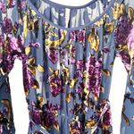 Raga Anthropologie  Navy Blue Floral Belted Velvet Long Sleeve Midi Dress Size S Photo 4