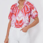 SHERIDAN FRENCH Multi Pink and Red Tulip Ikat Dana Blouse S Purple Photo 0