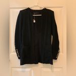 ZARA  Woman Black Frayed Textured Cardigan with Button Details.    Size-X-Small Photo 1