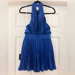 Lulus NWT  Seriously Stunning Royal Blue Satin Pleated Backless Romper sz Small Photo 5