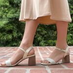Cole Haan block heel cream classy sandals sz 7.5 Photo 6