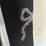 BCBGMAXAZRIA NWT  Cotton Rhinestones Bows Hoodie Track Suit 2-Piece Blk/Silver XL Photo 2