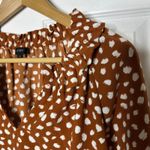 J. Crew Drapey Ruffleneck Top in Brushstroke Printed 365 Crepe XS Orange Photo 2