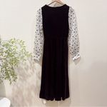 J.ING Jing Black Velvet with Sheer Sleeve Midi Dress Size L NWT Size L Photo 8