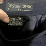 Kasper Vintage  navy Blue wool pants ASL womens 14P pleated cuffed wide leg Photo 3