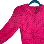 ZARA  Trafaluc Bright Pink Polka Dot Ruched Asymmetrical Dress Photo 4