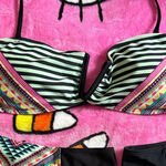 LA Hearts  Multi Color Stripped Swimsuit Set Photo 0