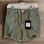 Women's Willow Boutique x Risen Distressed Large‎ High Rise Olive Denim Short Green Photo 0
