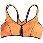 ZARA Swimwear Contrast Piping Bikini Zip Top in Neon Orange Photo 6