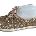 Keds Kate Spade Rose Gold pink Glitter Sneakers Size 7 Satin Laces Women Tie Photo 0