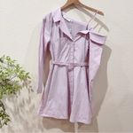 ASTR Aveni Cotton Off Shoulder Mini Shirt Dress with Belt Lilac Size Small NWT Photo 6