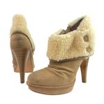 UGG  Georgette Women's Brown Suede Leather Sherpa Shearling Fur Platform Boots 8 Photo 4