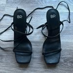 BP  Ankle Black Strap Platform Heels Vegan Sexy Sandals 8.5 Photo 2