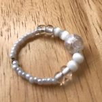 Beaded Thumb Ring White Clear Handmade Vintage Photo 6