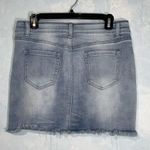 Bamboo  Mini Blue Denim Distressed Fringe Hem Jean Skirt Jr’s Size 11 Photo 7