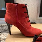 Ros Hommerson Red twiggy goth victorian Button ankle Booties suede boot heels 10 Photo 8