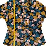 CAbi Favorite Blouse Buttons Balloon Sleeve Black Teal Pink Gold Flowers Large Photo 14