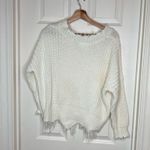 Main Strip White Distressed Sweater| Size: Small Photo 4