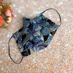 Black Blue Gold Metallic Butterflies Luxury Face Mask Multiple Photo 0