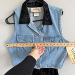 NWT Vintage 90s Tickets Clothing Western 2 Piece Crushed Velvet Dress Denim Vest Black Photo 5