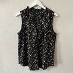 E & M  Floral Sleeveless Top Juniors Size L Keyhole Tassel Ruffle Blouse Multicolor Photo 1