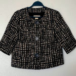 Michael Kors MICHAEL  3/4 Sleeve Black/Tan Snap Front Blazer/Jacket Size Medium Photo 0