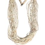 Vintage Multi Strand Seed Bead Necklace Glass Beads Beach Vacation Statement 31" White Photo 0