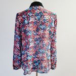 Ny Collection  Multicolored Floral Sheer Embellished Button Down Size Medium Photo 4