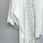 Hummingbird  Open-Front Cardigan Shawl with a Lace Lattice Trim White Photo 1