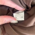 Brown Satin Mock Neck Long Sleeve Top Women’s XL Minimalist Fall Outfit Photo 4