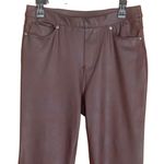 DG2 Diane Gilman Medium Womens Coated Knit Faux Leather Look Pull On Slim Pants Brown Photo 2